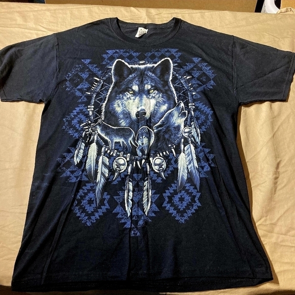 Vintage Wolf Wolves Nature Animal Native American 1990's T-Shirt Men's Large L - Picture 1 of 4